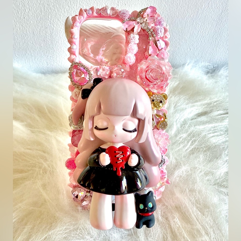 Cute Pink and Black Authentic Liita Doll Phone Case For IPhone 16 PM